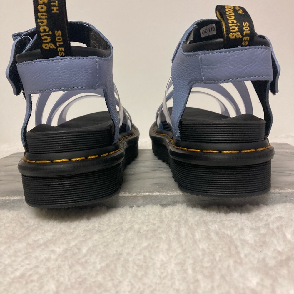 SOLD Dr.Martens Blaire Jelly Glitter Leather Strap Sandals Chunky Sole Blue - Picture 6 of 14